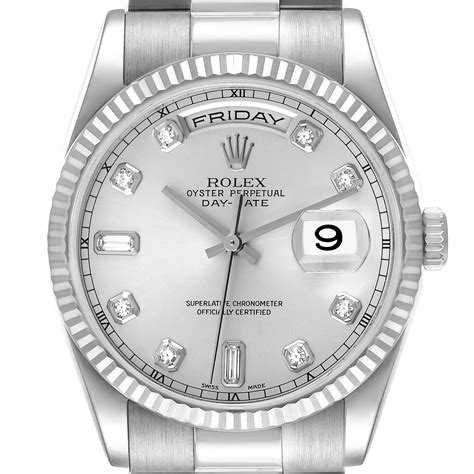 rolex presidential white gold diamons|Rolex presidential day date 36mm.